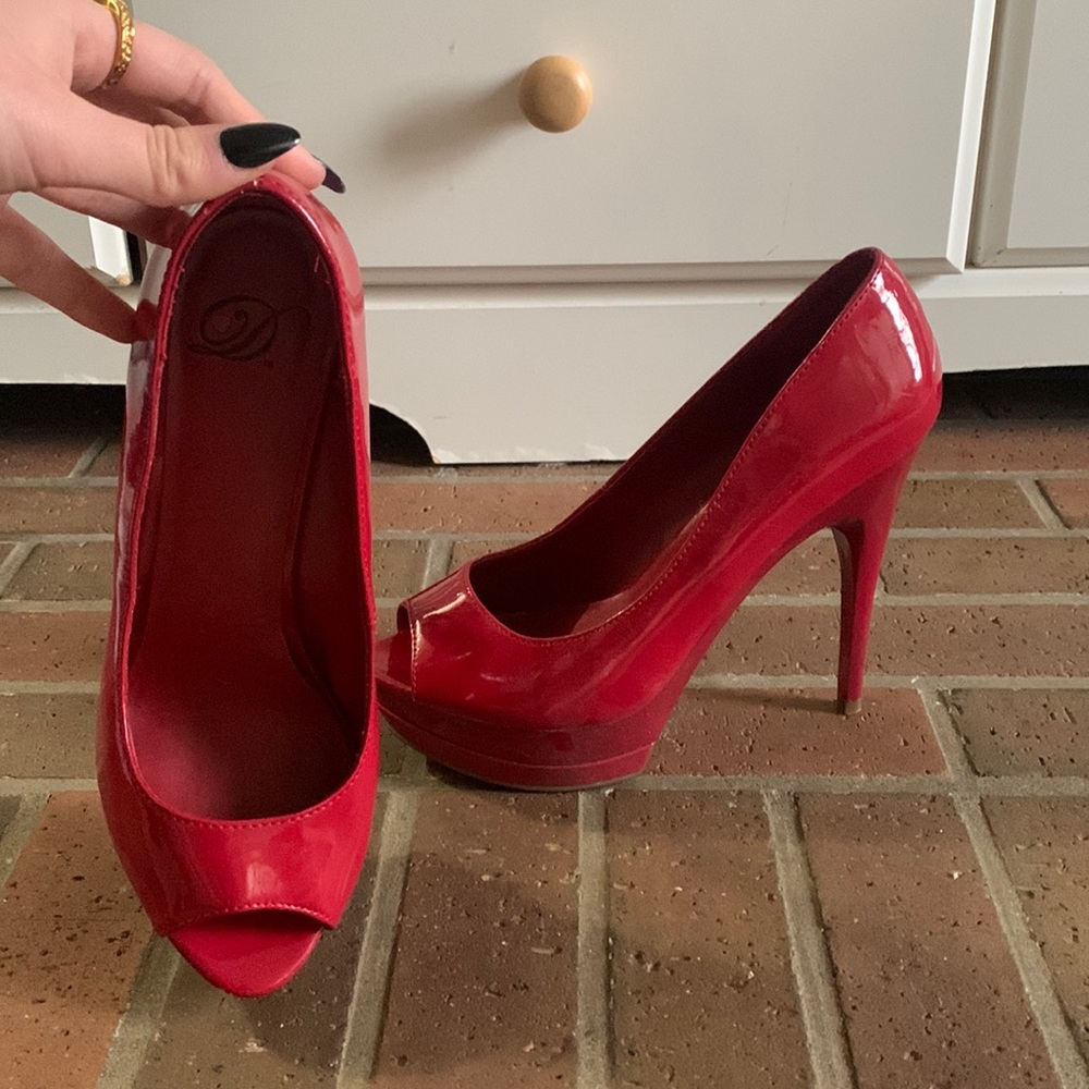 Beautiful leather hot red heels